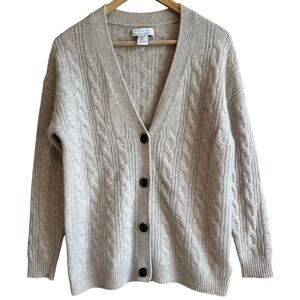 Rachel Zoe 2 Ply Cashmere Cable Knit V-neck Cardigan Sweater XS